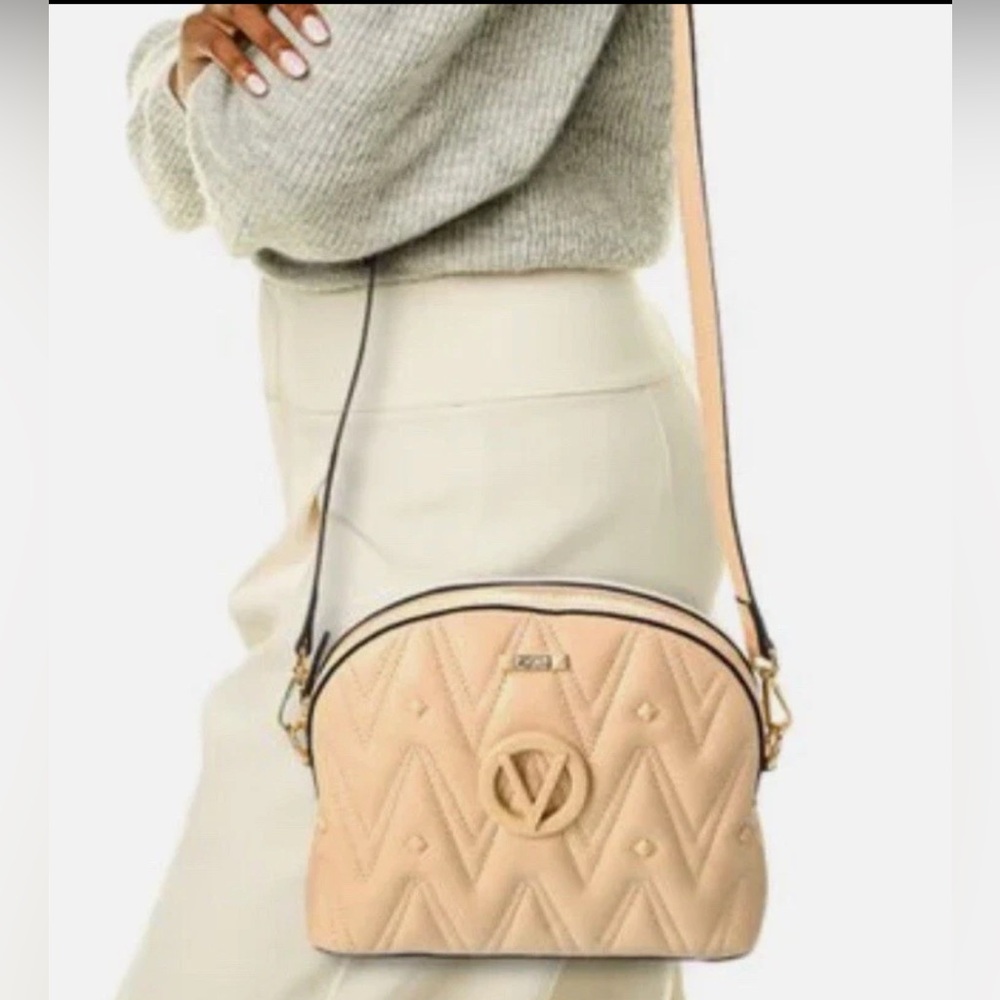 Valentino By‎ Mario Valentino Beige Quilted Crossbody Bag